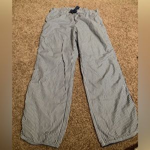 Lake pajamas poplin cotton navy stripe pants xs